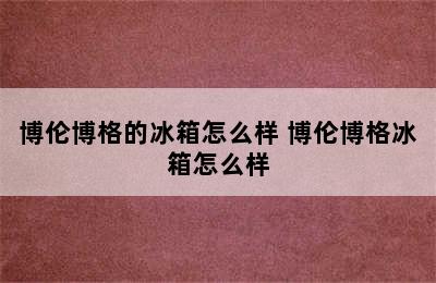 博伦博格的冰箱怎么样 博伦博格冰箱怎么样